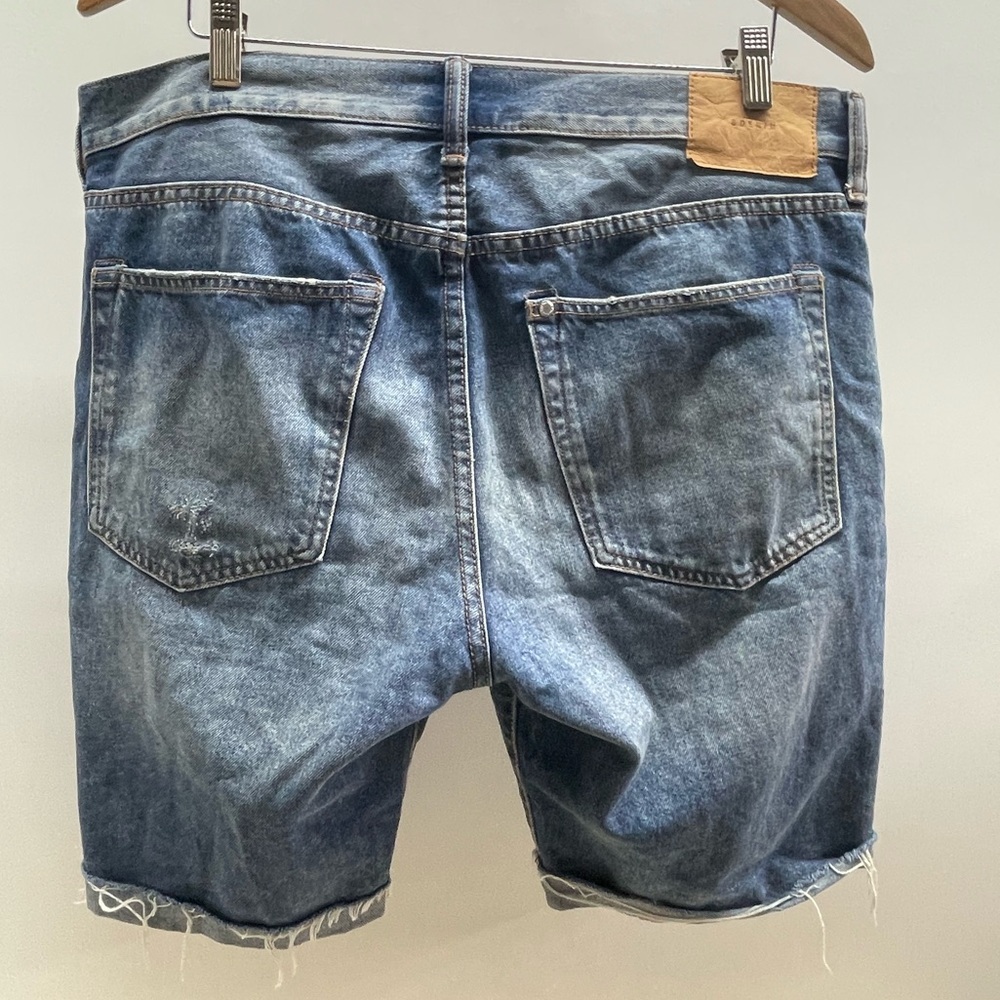 Men's Classic Blue Distressed Jean Shorts - Picture 2 of 3
